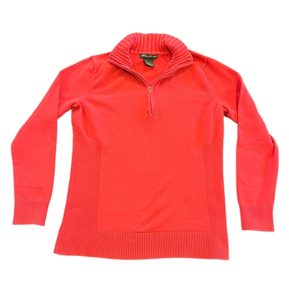 Eddie Bauer Sweaters - Eddie Bauer Pink Cotton Quarter Zip Pullover | Women’s XL